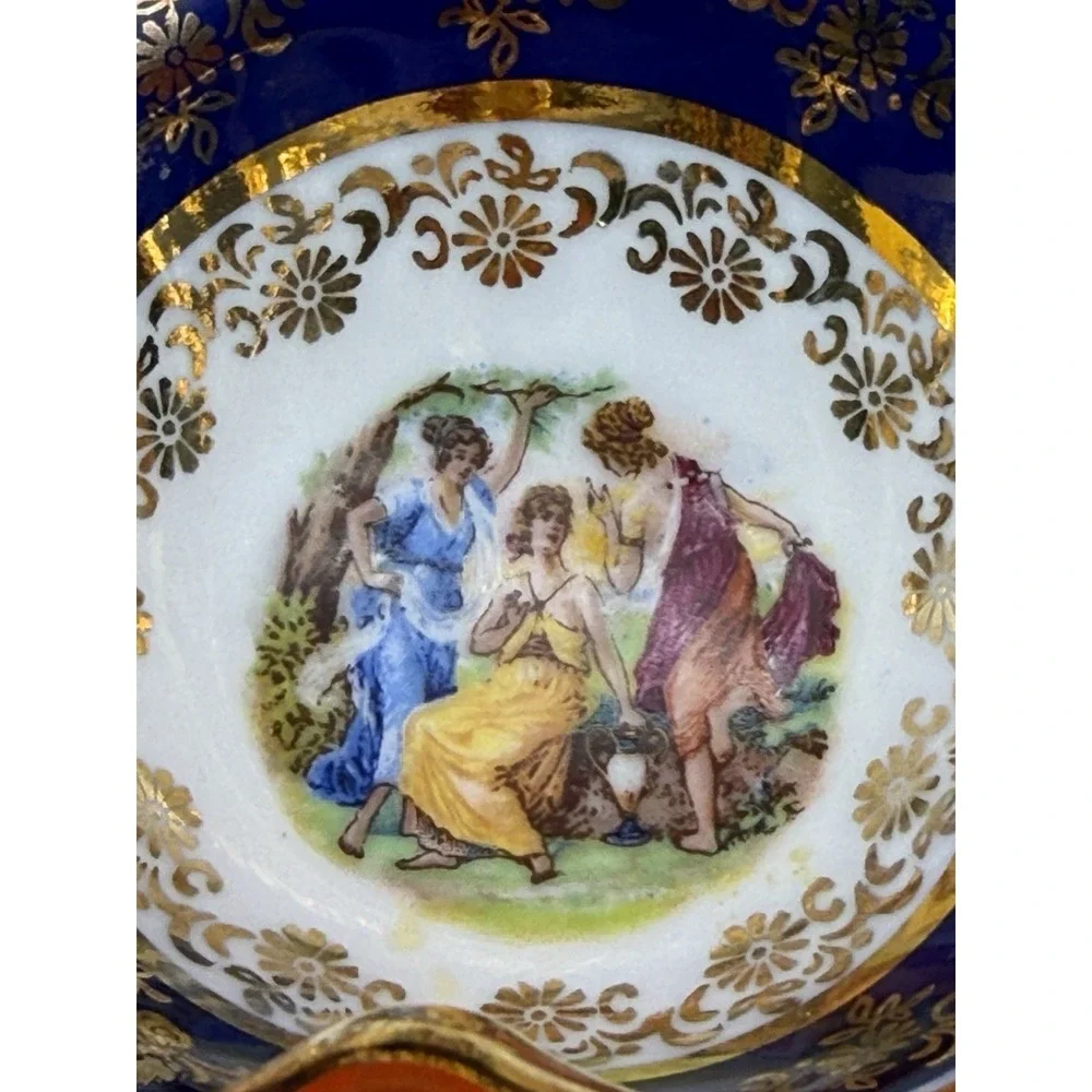 Vintage Czech Republic Cobalt Blue Porcelain Dish Salt & Pepper Cellar